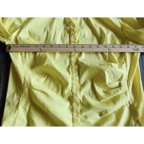 Lafayette 148 Yellow 3/4 Sleeve Ruched Gathered Stretch Button Up Top Blouse 6 - Picture 5 of 8